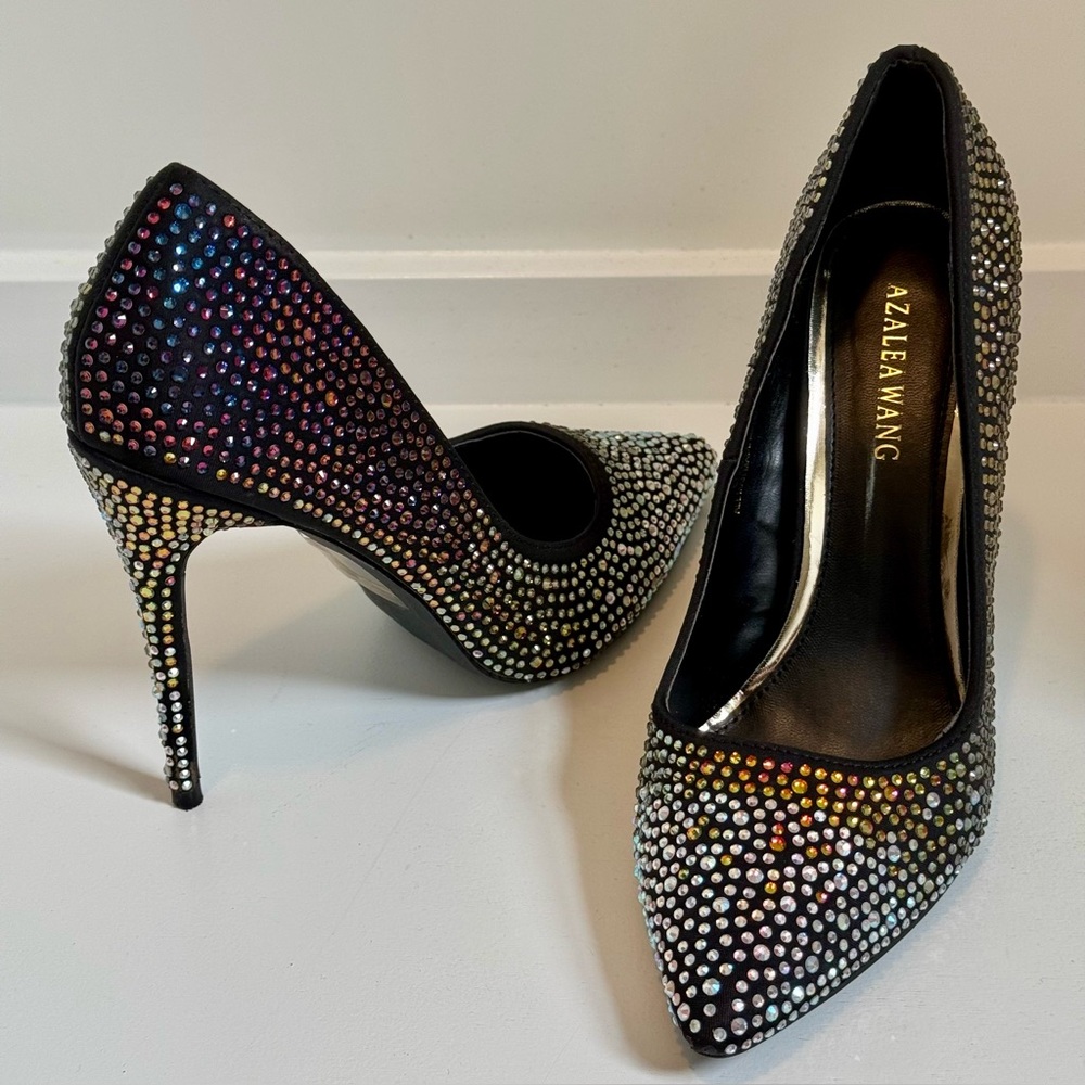 Azalea Wang Glamour Girl Multicolor Rhinestone Pumps Heels Rare Size 8